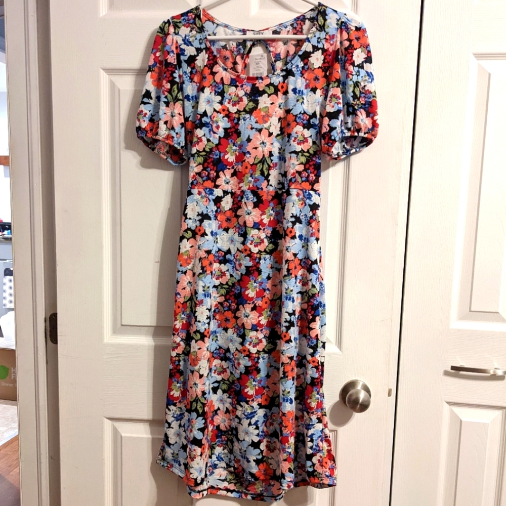 NWT Suzy Shier Open Back Floral Dress, Size Small